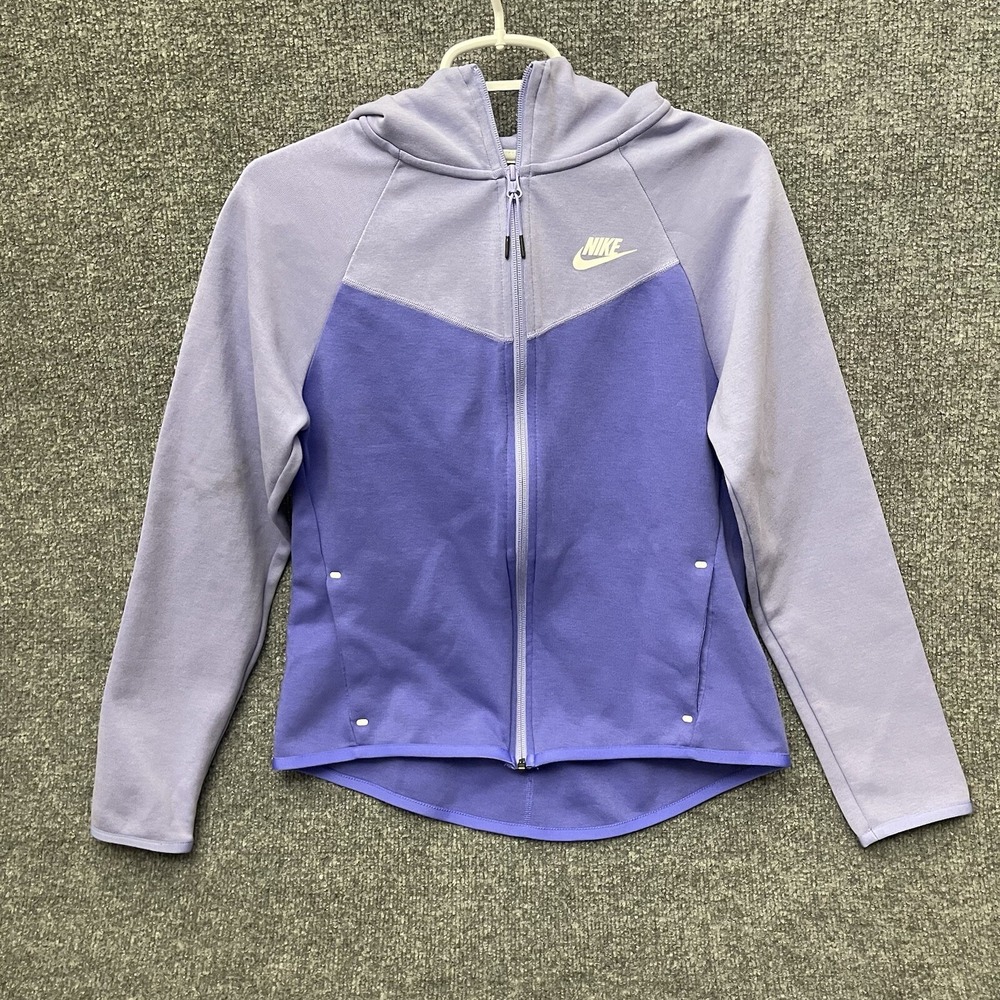 Nike Tech Fleece Jacket Women's Sz S Hooded Full Zip Up Windrunner Purple BV3455